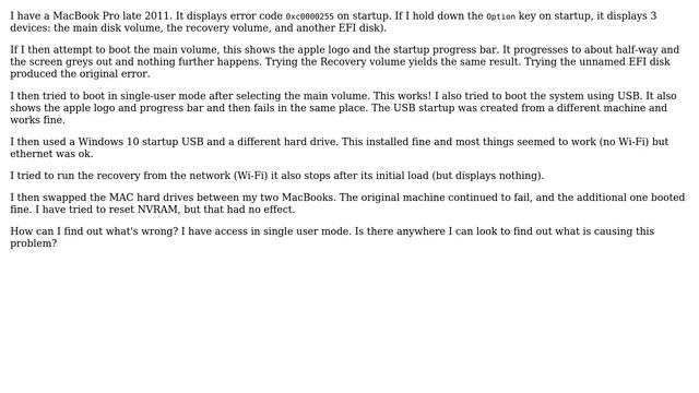 Boot Failure On MacBook Pro Late 2011