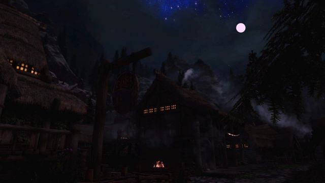 Riverwood Skyrim — ꧁ Night Ambience, Fire Sounds & Cicadas ꧂ смотреть онлайн
