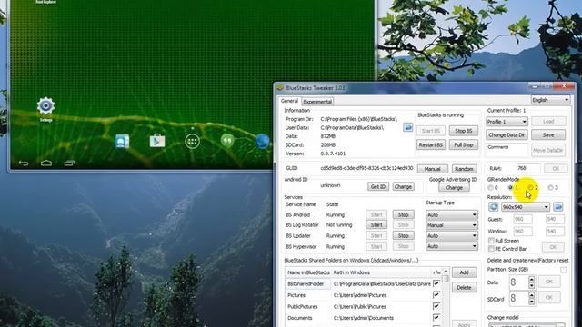 BlueStacks. Resolution, density, the lower panel. Разрешение, плотность экрана, нижняя панель смотреть онлайн