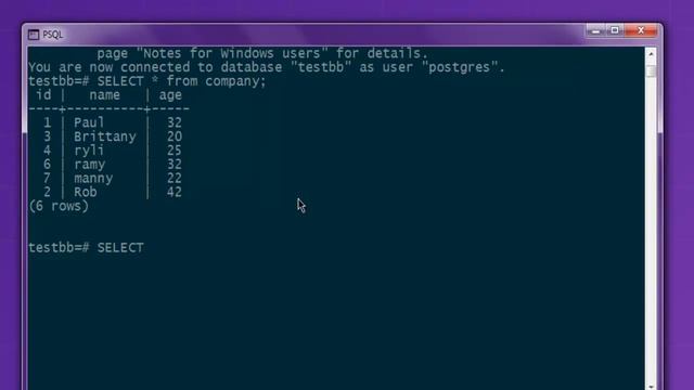 PostgreSQL WHERE CLAUSE query in Table psql Shell смотреть онлайн