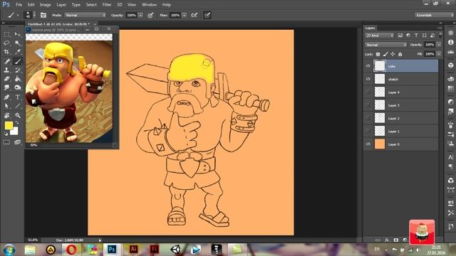 Как нарисовать варвара из Clash of clans смотреть онлайн