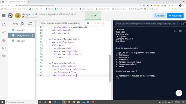 Estructura de Datos: Aplicación de una lista circular doblemente enlazada en una simulación 2 смотреть онлайн
