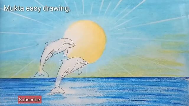 How to draw scenery of Dolphin in beach.Step by step(easy draw) смотреть онлайн