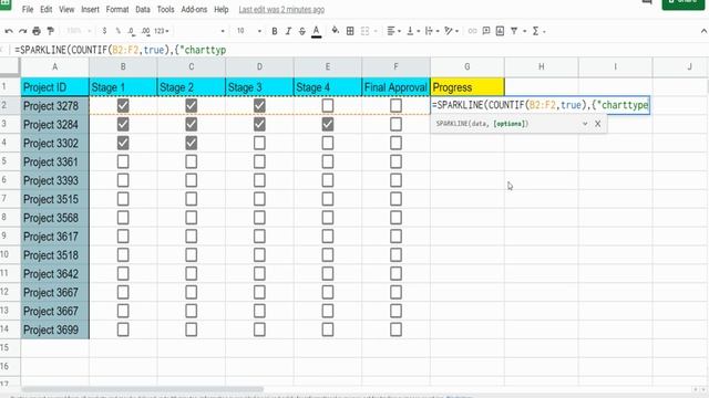 Google Sheets Progress Bar Based on Checkbox Criteria смотреть онлайн
