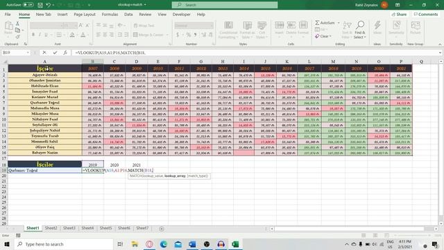 VLOOKUP + MATCH funksiyaları - Excel Vlookup dərsləri 5 ci hissə смотреть онлайн
