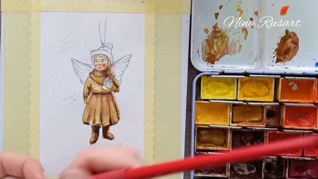 Мастер-класс НОВОГОДНЯЯ ОТКРЫТКА акварелью. Рождество. Christmas cards tutorial смотреть онлайн