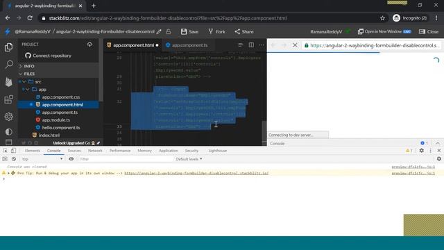 Angular two way data binding for form builder group control elements and read disabled control valu смотреть онлайн