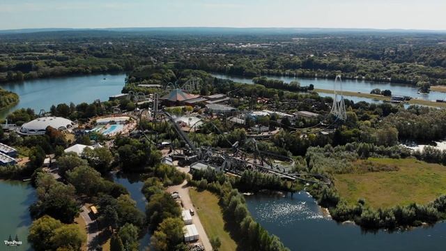 Thorpe Park Resort England From the Air | Theme Park Day Trip from London Off-Season 4K Drone смотреть онлайн