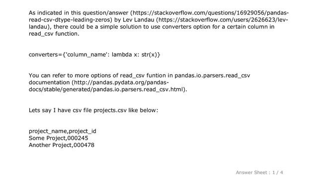 PYTHON : How to keep leading zeros in a column when reading CSV with Pandas? смотреть онлайн
