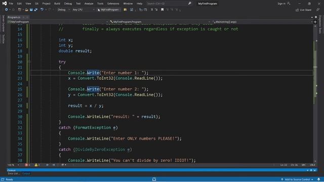 C# exception handling ⚠️ смотреть онлайн