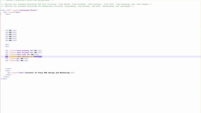 Boostrap h1 through h6 plus standard CSS text and Background colors смотреть онлайн