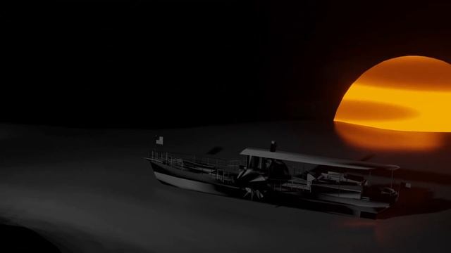 Маяк, море, корабль в Blender