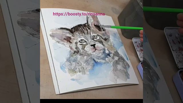 Акварельный котейка