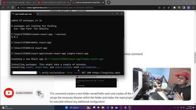 #5 - ReactJS Installation and Hello World Program | React Js Basics in Tamil смотреть онлайн