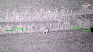Применение управляемого боеприпаса по бронетехнике ВСУ экипажами Ка-52