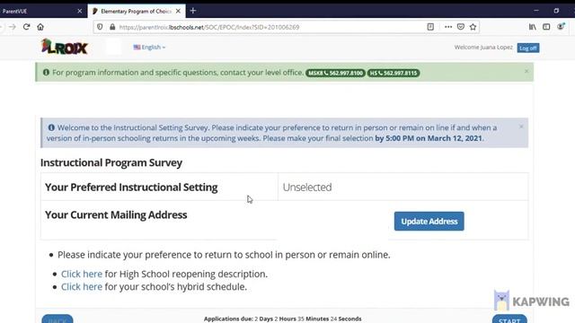 ParentVue - Instructional Setting Selection смотреть онлайн
