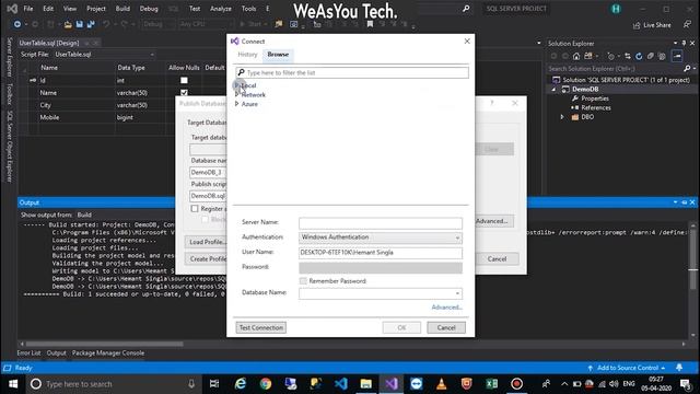 Intro and Performing CRUD Operations || SQL Server DB Project in Visual Studio 2019 || WeAsYou Tech смотреть онлайн