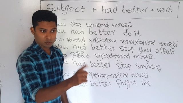 Spoken English in Sinhala / Pattern 1 / How to use "had better" / Sampath Kaluarachchi / Sinhala смотреть онлайн