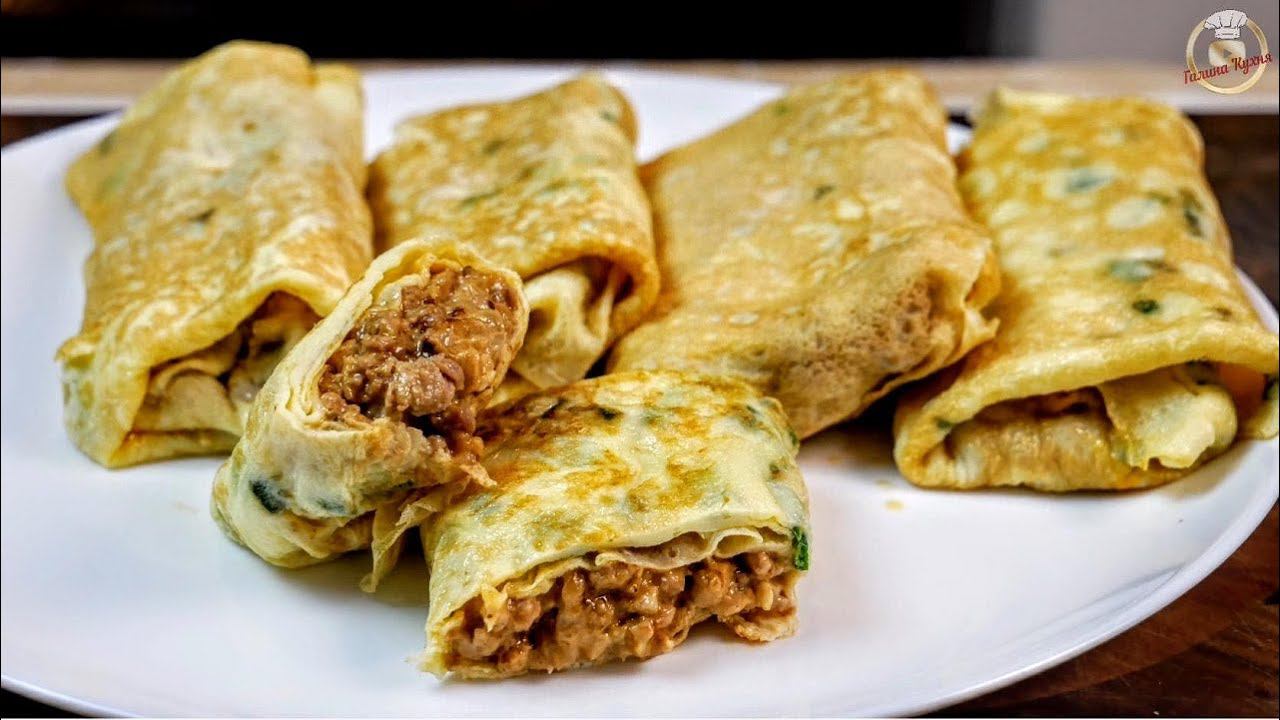 Очень вкусно! Яичные блинчики с начинкой. Блины цыганка готовит. смотреть онлайн