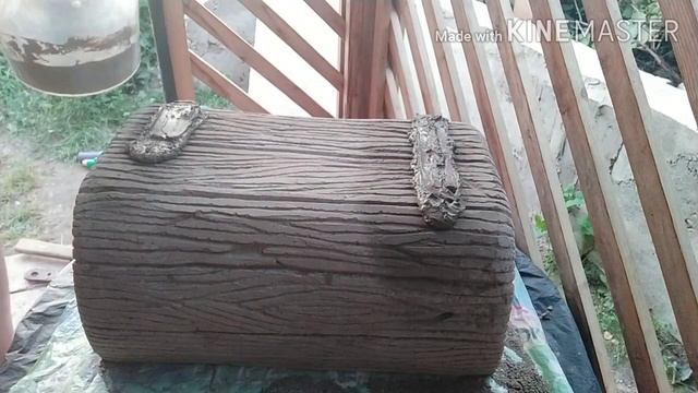 Вазон-корытце из цемента, с имитацией под состареную доску. смотреть онлайн