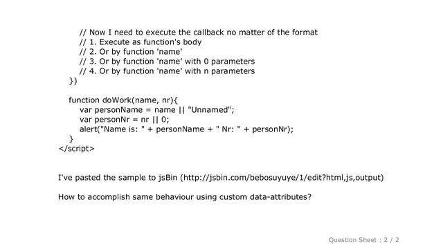 jQuery : Pass javascript function as data-* attribute and execute смотреть онлайн