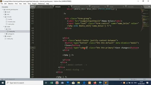 PART 2 CRUD DATA KELAS TUTORIAL MEMBUAT APLIKASI PEMBAYARAN SEKOLAH DGNN PHP DAN ADMINLTE 3 0 смотреть онлайн
