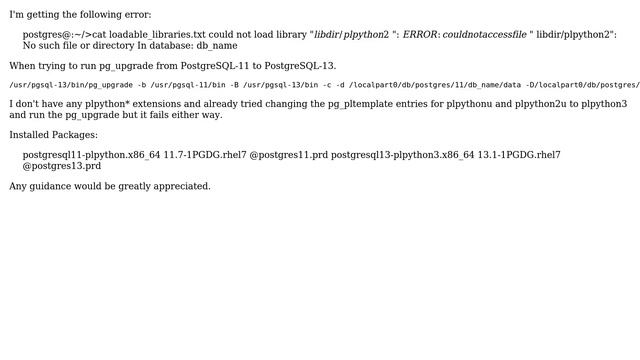 Unable to upgrade to postgresql 13 смотреть онлайн