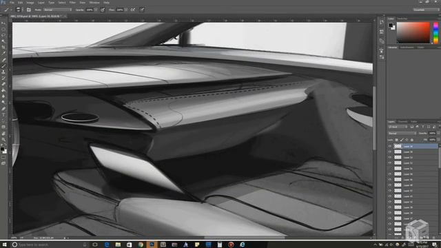 Interior Sketch | Car Design Photoshop render Demo #9 смотреть онлайн