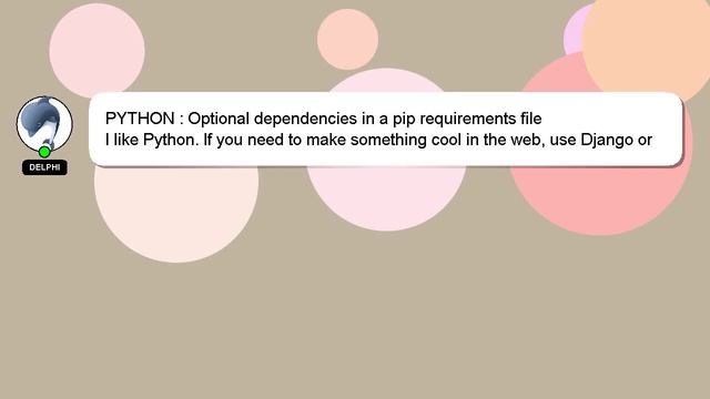 PYTHON : Optional dependencies in a pip requirements file смотреть онлайн