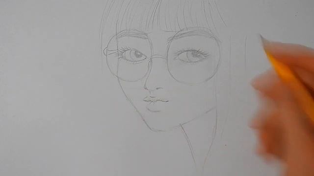 Как нарисовать ПОРТРЕТ ДЕВУШКИ В ОЧКАХ КАРАНДАШОМ/661/How to draw a PORTRAIT of A girl WITH GLASSES смотреть онлайн