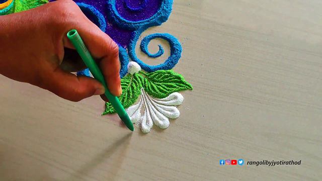 #1276   2 Peacock Feather Rangoli   Diwali Rangoli   Satisfying Video   Sand Art
