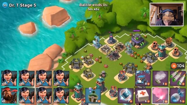Boom Beach DEFEATING Dr T Stages with only Private Bullit! смотреть онлайн