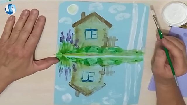 Работа акварелью для детей 6-7 лет. Домик у реки. смотреть онлайн