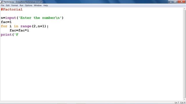 factorial in python смотреть онлайн
