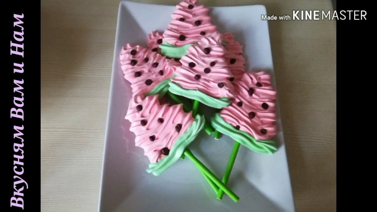 БЕЗЕ// МЕРЕНГИ НА ПАЛОЧКЕ ПОДРОБНО//АРБУЗНЫЕ ДОЛЬКИ//MERINGUE// MERINGUE ON A STICK IN DETAIL