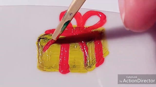 Рисуем на тарелке | Draw on a plate. Новогодняя тарелка | New Year's plate. смотреть онлайн