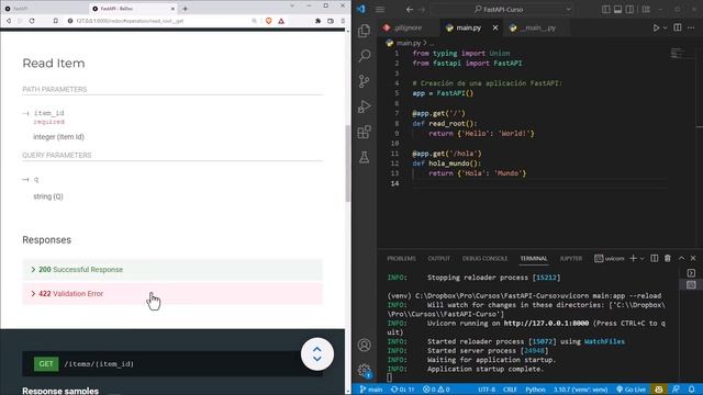 FastAPI Curso: 10 Resolviendo Problema de Solicitud - Otra Instancia de uvicorn Estaba en Ejecución смотреть онлайн