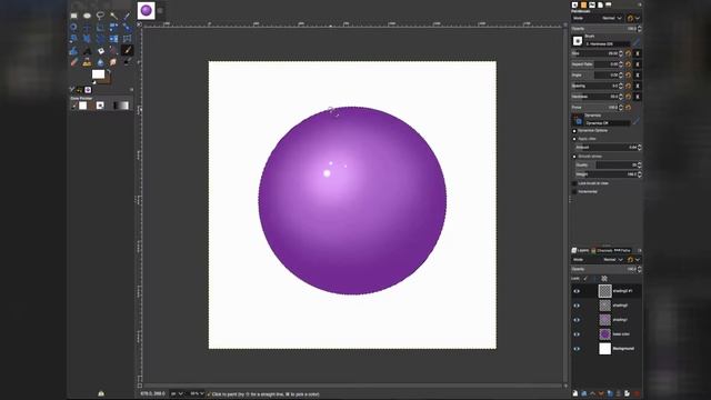 How to paint and shade a sphere, ball, balloon etc. in GIMP - Digital Art Tutorial to paint along! смотреть онлайн