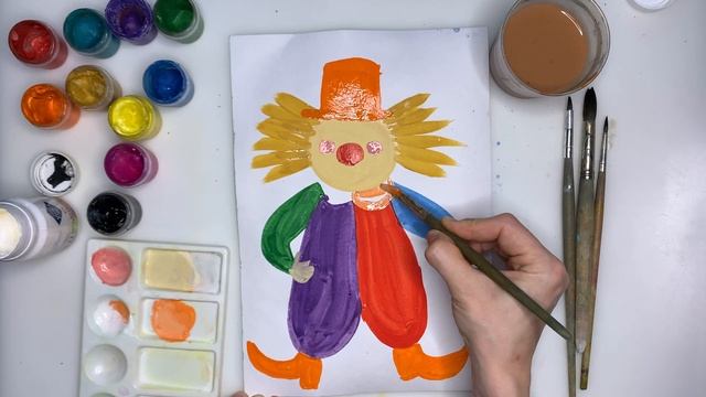 Рисуем клоуна гуашью. Как нарисовать клоуна. Урок рисования. смотреть онлайн