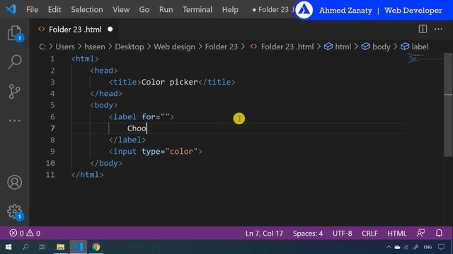 HTML 25: Adding color picker | إضافة مربع إدخال لوني смотреть онлайн