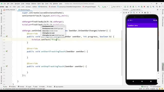 Widgets in Android. What is seekbar ? Seekbar in Android in Android Studio Bumblebee version смотреть онлайн