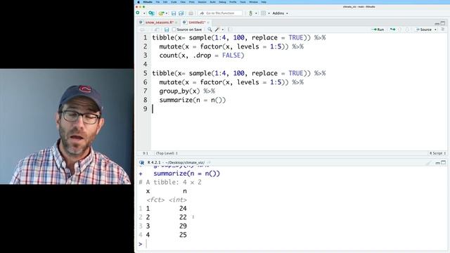 Using the drop argument in count and group_by with factors to include missing data (CC240) смотреть онлайн