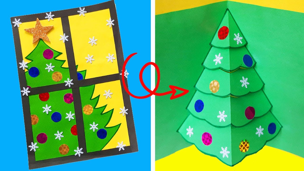 Новогодняя открытка с объемной ёлкой внутри смотреть онлайн