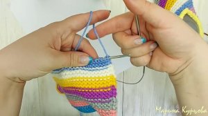 Следки из остатков пряжи. Полосатые следки спицами.
