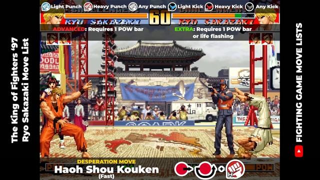 RYO SAKAZAKI MOVE LIST - The King of Fighters '97 (KOF97) смотреть онлайн