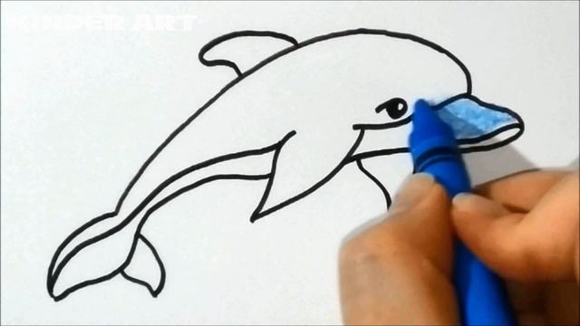 Как нарисовать дельфина поэтапно детям | How To Draw A Cartoon Dolphin смотреть онлайн