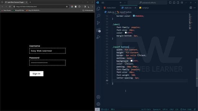 Password Toggle with Torch Light Effect using HTML CSS & JS | Easy Web Learner смотреть онлайн