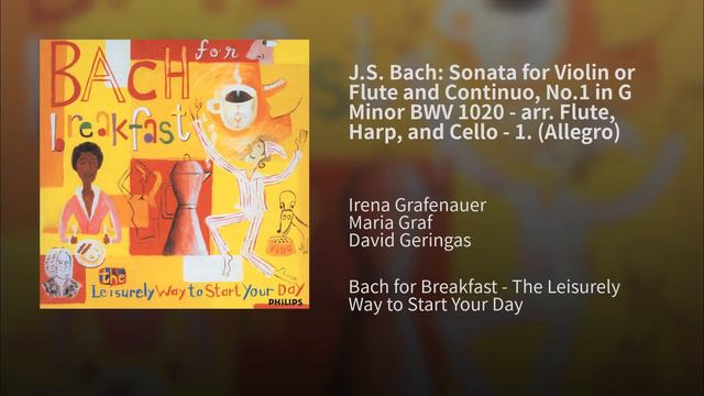 J.S. Bach: Sonata For Violin Or Flute And Continuo, No.1 In G Minor BWV 1020 - Arr. Flute