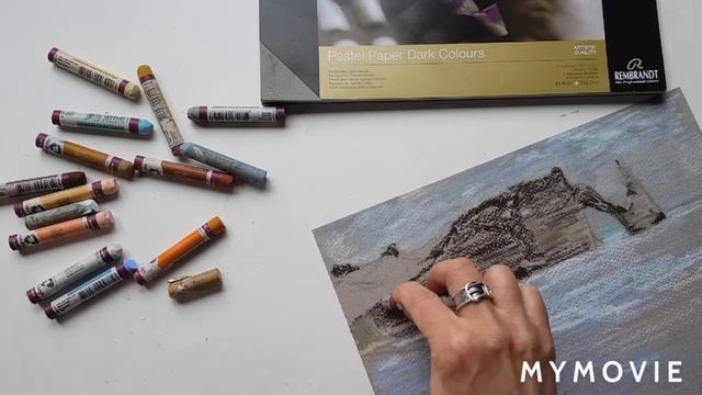 Этрета,Франция Рисунок Масляной Пастелью смотреть онлайн