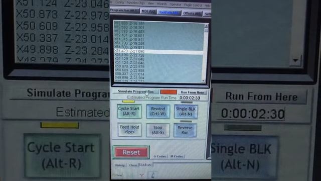 Время выполнения УП в Mach3 смотреть онлайн